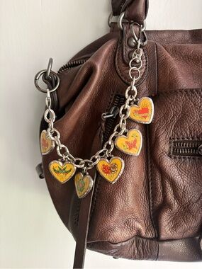 Brighton Vintage Heart Bracelet/ bag charm- silver tone